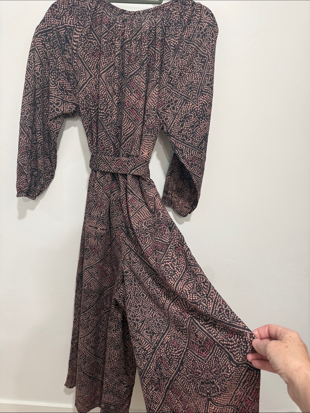 Apiece Apart Black and Pink Printed Jumpsuit Romper with Belt